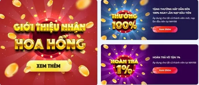 Rất nhiều khuyến mãi nổ hũ  hấp dẫn có tại MAY88
